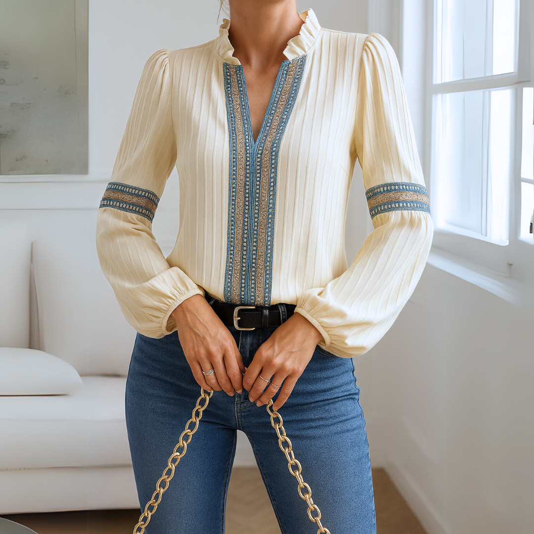 Petra™ | Kanten blouse met V-hals